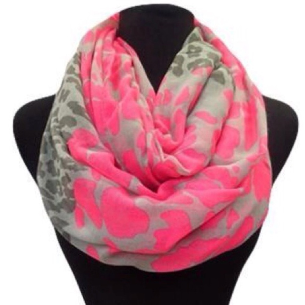 Pink Grey Animal Print Infinity scarf